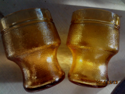 2 retro borostyán üveg  pohár