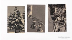 K:00 3db Karácsonyi mini képeslap Fekete-fehér 1960-as évek