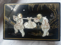 Antique Chinese mother-of-pearl inlaid lacquer box