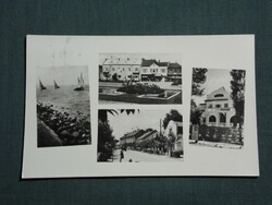 Postcard, Balaton, Siófok, mosaic details, lakeside, main square, resort