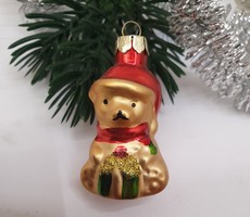 Little teddy bear Christmas tree decoration made of glass