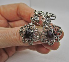 Beautiful handcrafted antique silver earrings with fiery almandine garnets