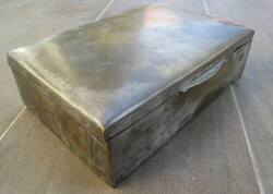 Antique silver-plated copper box, cigar box