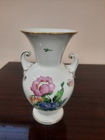 Herend flower-patterned porcelain vase with 2 handles