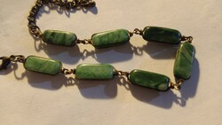 Antique green mineral bracelet, art deco style women's jewelry with copper