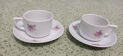 2Régi, Zsolnay kávés csésze, alátétjeikkel. Bordó rózsás.