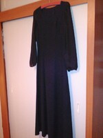 Vintage black fabric maxi dress with sheer sleeves