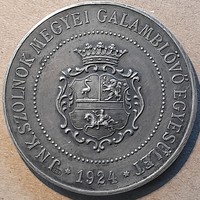 JNK Szolnok Megyei Galamblövő Egyesület 1924-1931 . 41 mm  29,4 gramm . Ag Ezüst