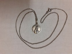Old hallmarked silver-plated Our Lady of Fatima with hallmarked sterling silver cross pendant