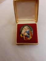 Antique hand-painted porcelain Virgin Mary with child without frame