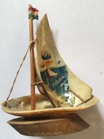 Old, retro Balaton souvenir sailing model, ship model, souvenir with Tihany inscription