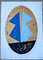 Aknay János sokszorosított grafika Angyal Anygyalikon  28/50 sorszámú