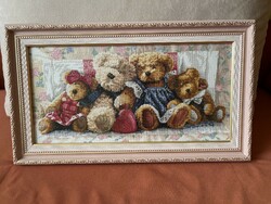 Beautiful plush tapestry in a very beautiful, flawless, glazed frame. 55 X 32 cm.