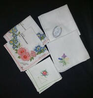 5 old textile handkerchiefs