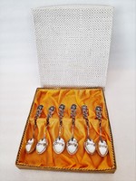 Old silver (ag. 835.) Set of small spoons with pink handle (6 pcs.)
