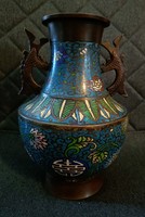 Antik Japán bronz váza, champlevé/cloisonne! XVIII-XIX. századi, Da Ming Xuande Nian Zhi.....
