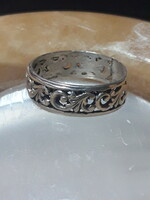 Letter pattern, chiseled silver ring - size 59