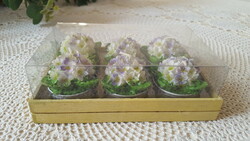 Set of 6 flower-shaped wicks and candles