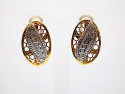 Yellow-white gold engraved earrings (zal-au103879)