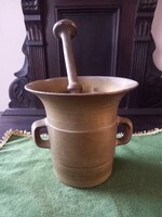 Antique copper mortar with crusher