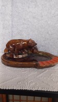 Hops art deco glazed figural ceramic with bears, ashtray