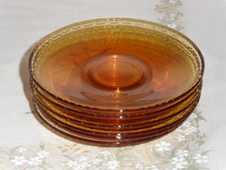 Art deco amber glass cake plate (6 pcs.)