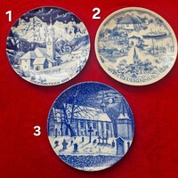 German porcelain decorative plate, blue-white (3 pieces)