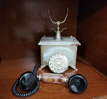 Antik, hibátlan, jól működő,  ónix  nosztalgia  telefon,  magyar csatlakozós