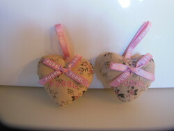 Handmade - 2 pcs - lavender-scented heart - 9 x 3 cm - perfect