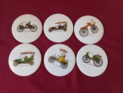 Porcelain cup coaster with vintage cars