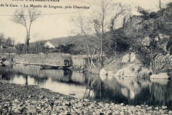 Antik  fotó   képeslap - francia  vidéki táj  folyópart
