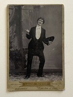 Antique theater photo actor male cabinet portrait Salgó Sándor Üllői út Józsefváros