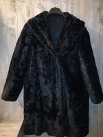 Vintage midnight black women's faux fur coat