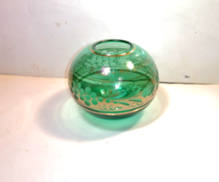 Old round small green glass vase (1066)