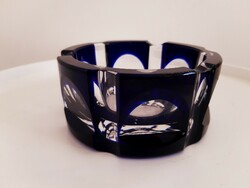 Moser type blue polished glass ashtray