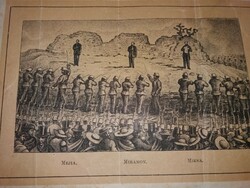 Antik 19. sz.rézkarc könyv litográfia : Mejia Miramon és I.MIKSA császár kivégzése a képek szerint