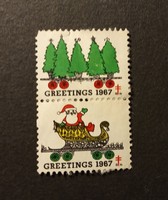 Bélyeg jótékonysági USA 1967 Karácsonyi üdvözlet Greetings Christmas 1 pár sor