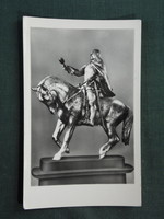 Postcard, equestrian statue of János Hunyadi in Pécs