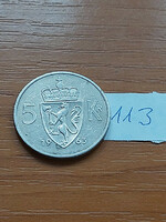 Norway 5 kroner 1963 v. King Olav, copper-nickel 113.