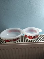 Poppy pyrex - Jena - milk glass bowls, 2 together. Retro / Vitange.