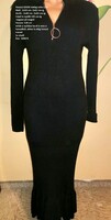 Warm black mermaid-style oversized knit dress