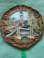 Gipsz falikép London 16 cm átmérőjű