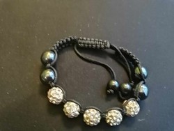 Shamballa bracelet with zirconia stones + hematite beads.