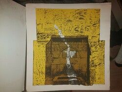 Esad Muftić szerigráfia, 47x47 cm, karton, számozott, grafit szignós