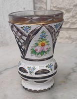 BEAUTIFUL antique Czech Bohemia Color Biedermeier glass with multi-layered cut and blown glass