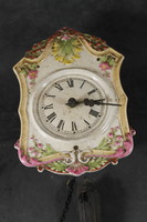 Antique wall clock with 2 heavy porcelain dials 415