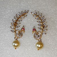 Indian peacock earrings with ruby eyes