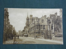 Képeslap, Postcard, Anglia, England Oxford, High Street, utca látkép részlet