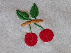 Retro tablecloth cherry pattern embroidered vintage needlework set 5 pcs