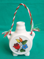 Eredeti kézzel festett szép Kalocsai porcelán mini kulacs, magyaros ajándék, szuvenír